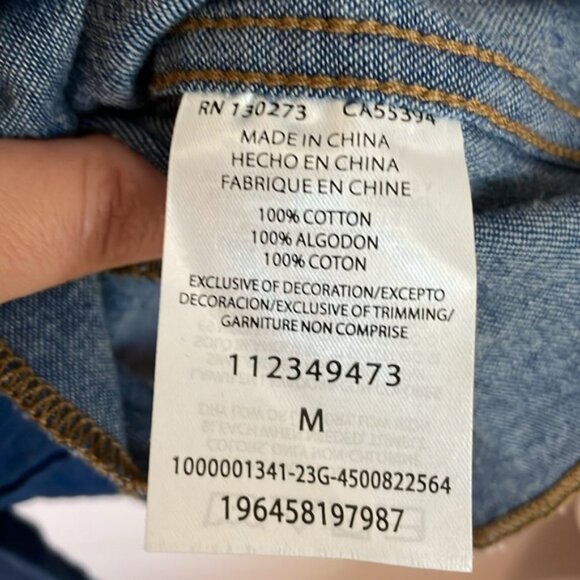 Wrangler +Staud Women's Denim Pearl Snap western cowboy button down sz Medium - Picture 9 of 14